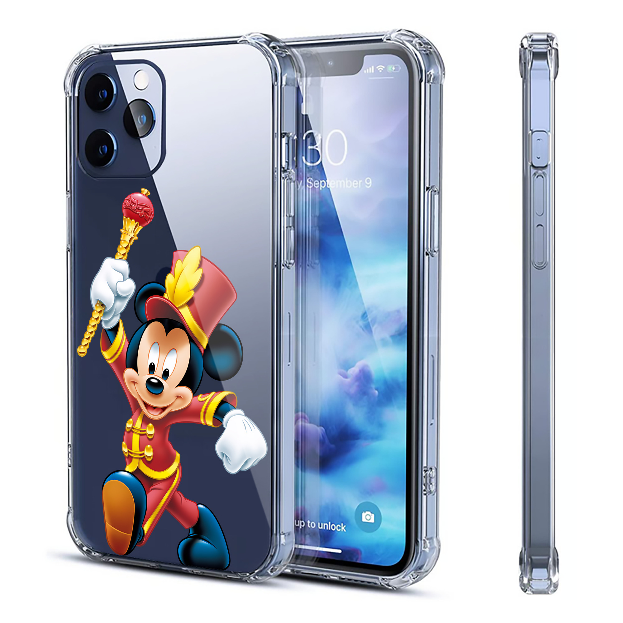 （画像用） ミッキーマウス Mickey Mouse 【iPhone 12シリーズ対応】透明スマホケース（クリアソフトケース）